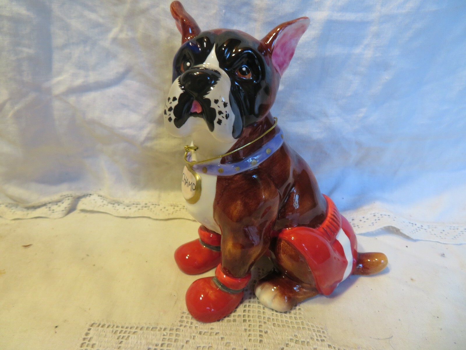 “CHAMP” WhimsiClay Boxer dog + 2 free dog pins ($24 value) CUTE and FUN!