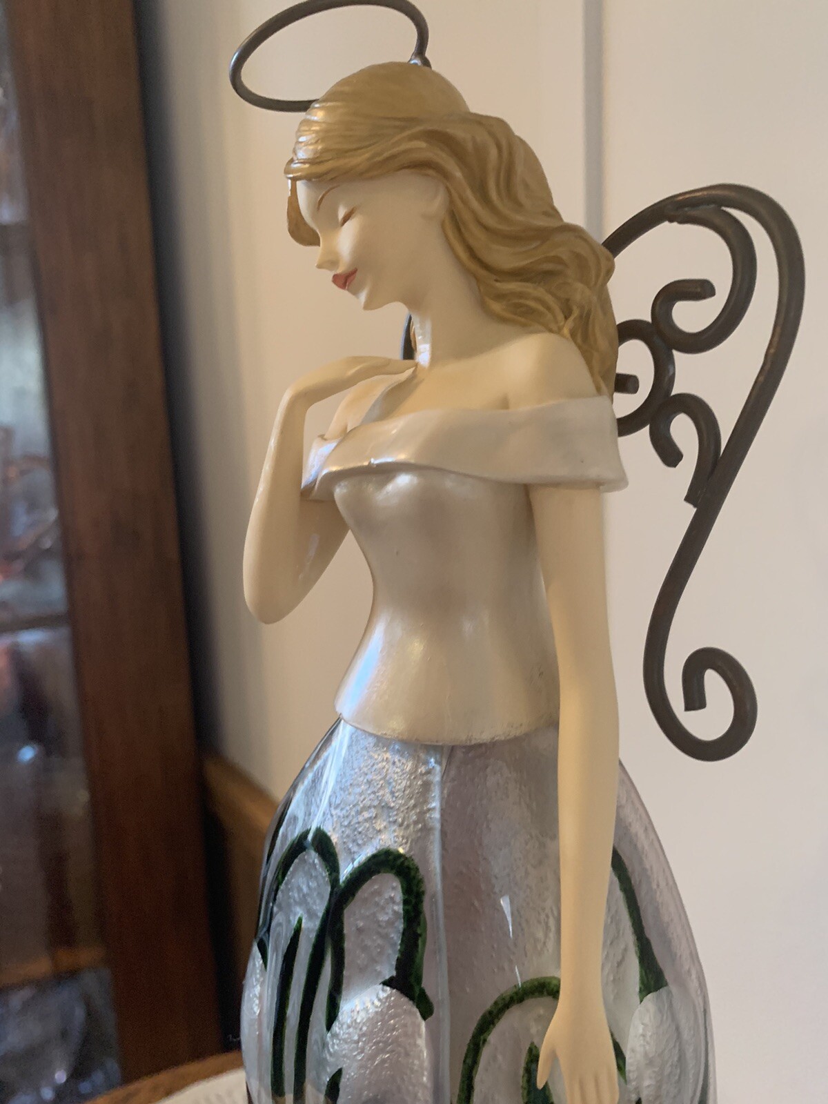 Hallmark January Birth Month Angel Figurine Flower Floral Skirt 11 Inches Tall