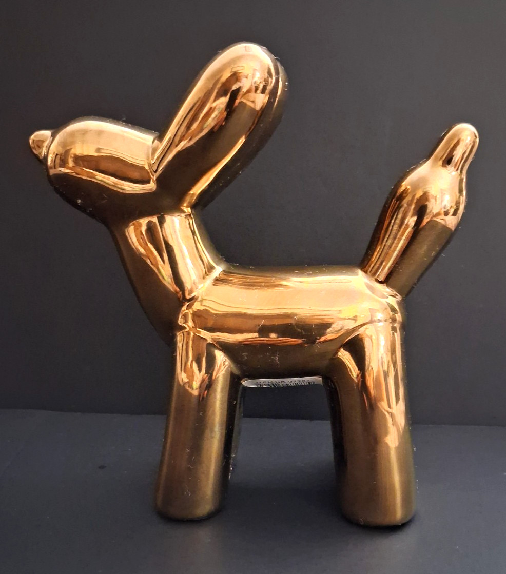 Gold Ceramic Balloon Dog Figurine Décor 6.5″ Tall x 6.5″ L