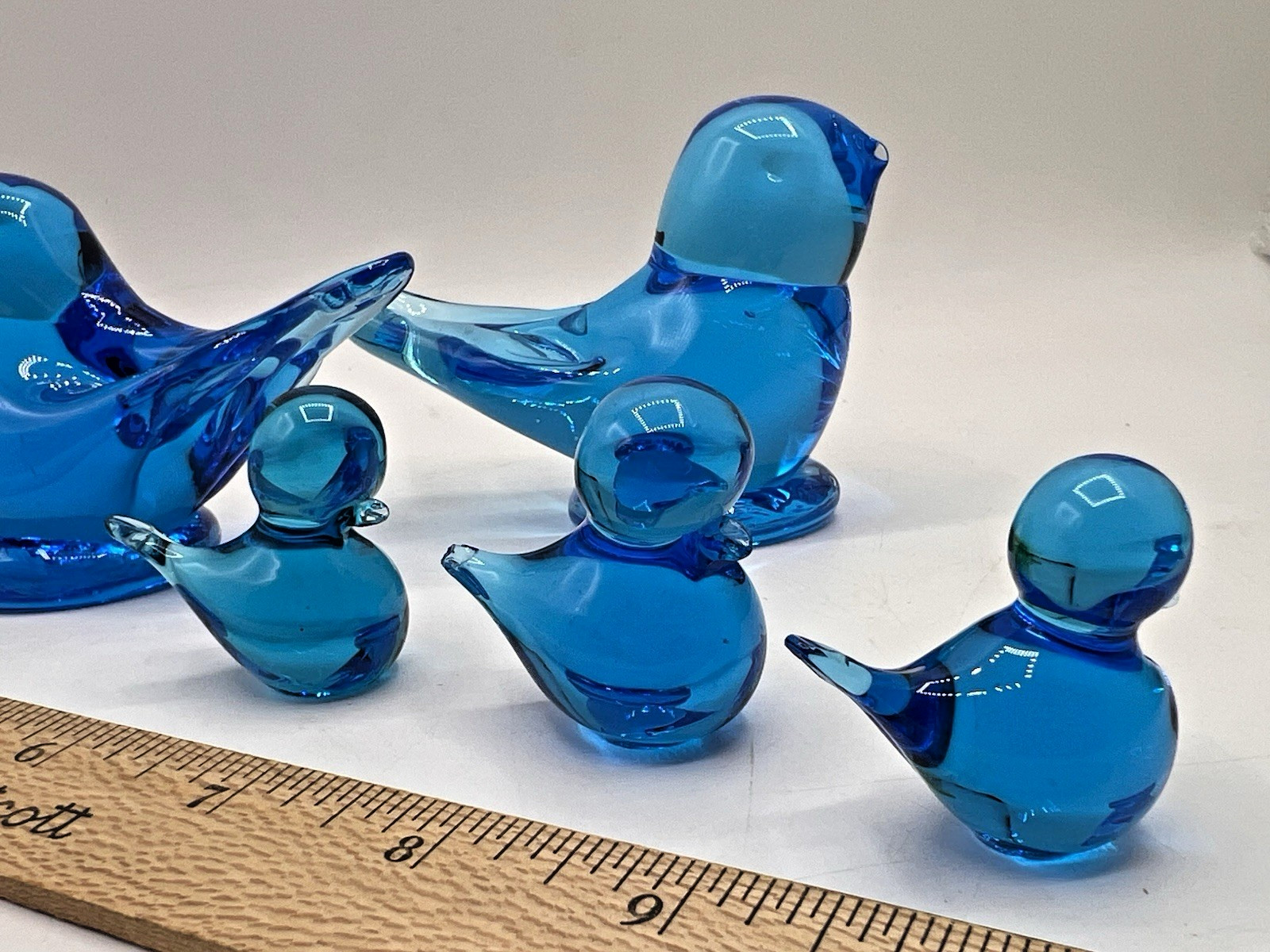 1990s Leo Ward Blue Bird Family of FIVE 1 chip MCM Shelf Sitters
