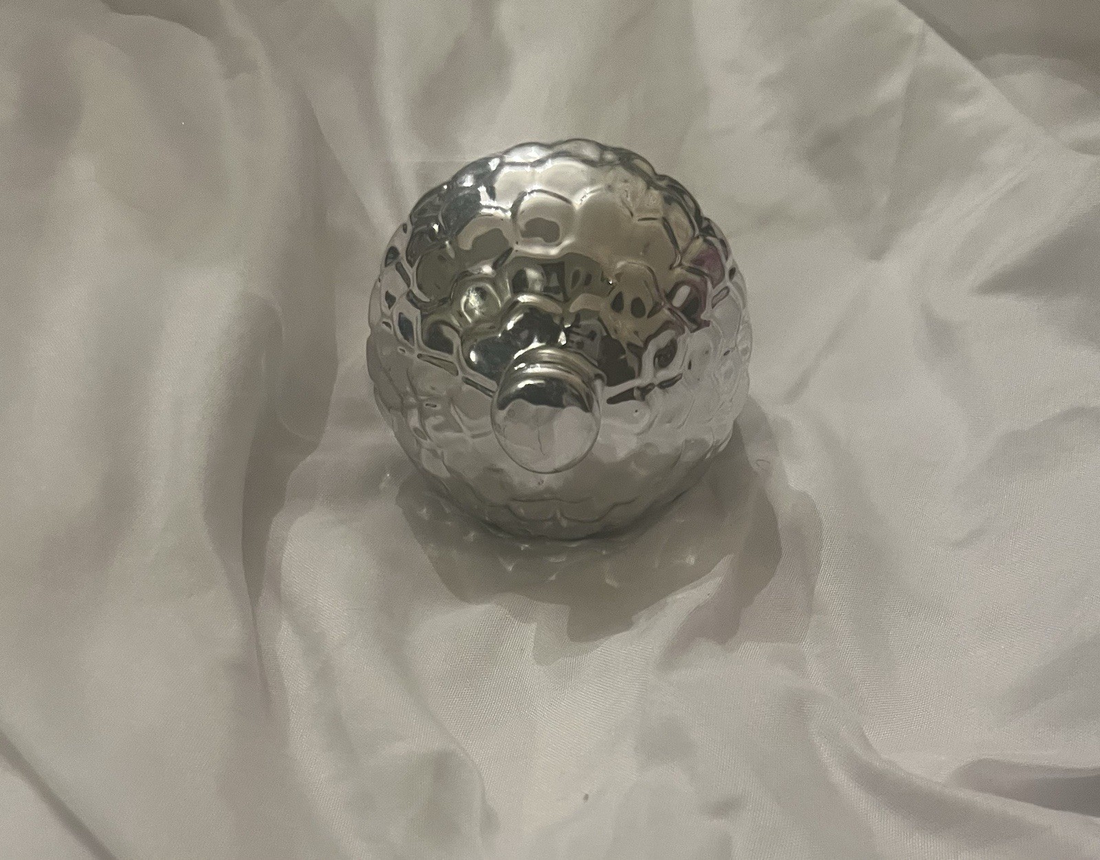 Chrome Acorn Figurine Silver Ceramic Modern Decor 4” Tall