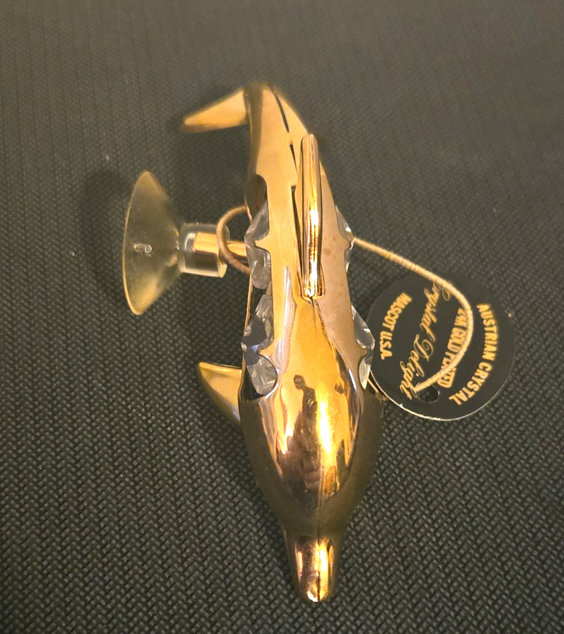 24K Gold Plated Suncatcher with Austrian Crystal – Dolphin – 4 inch
