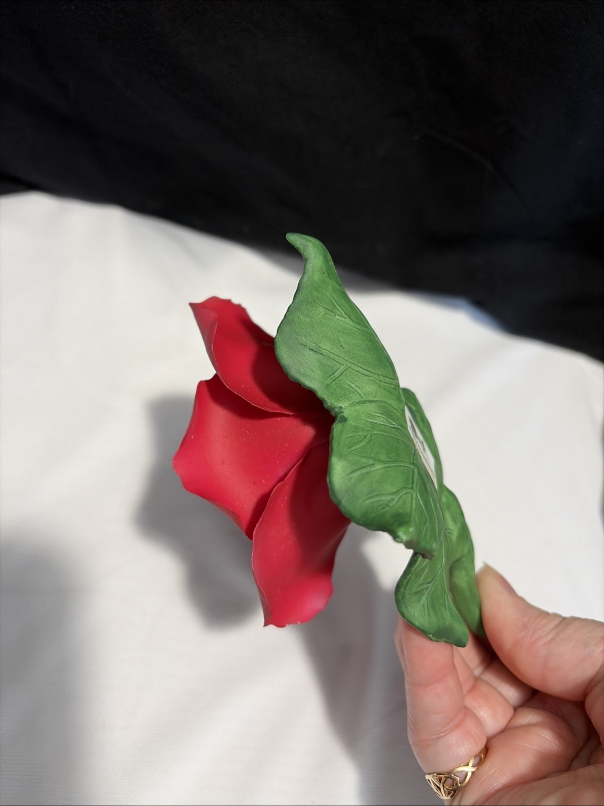 Vintage Red Rose Flower Porcelain Sculpted Figurine Olympiad- Capodimonte Style