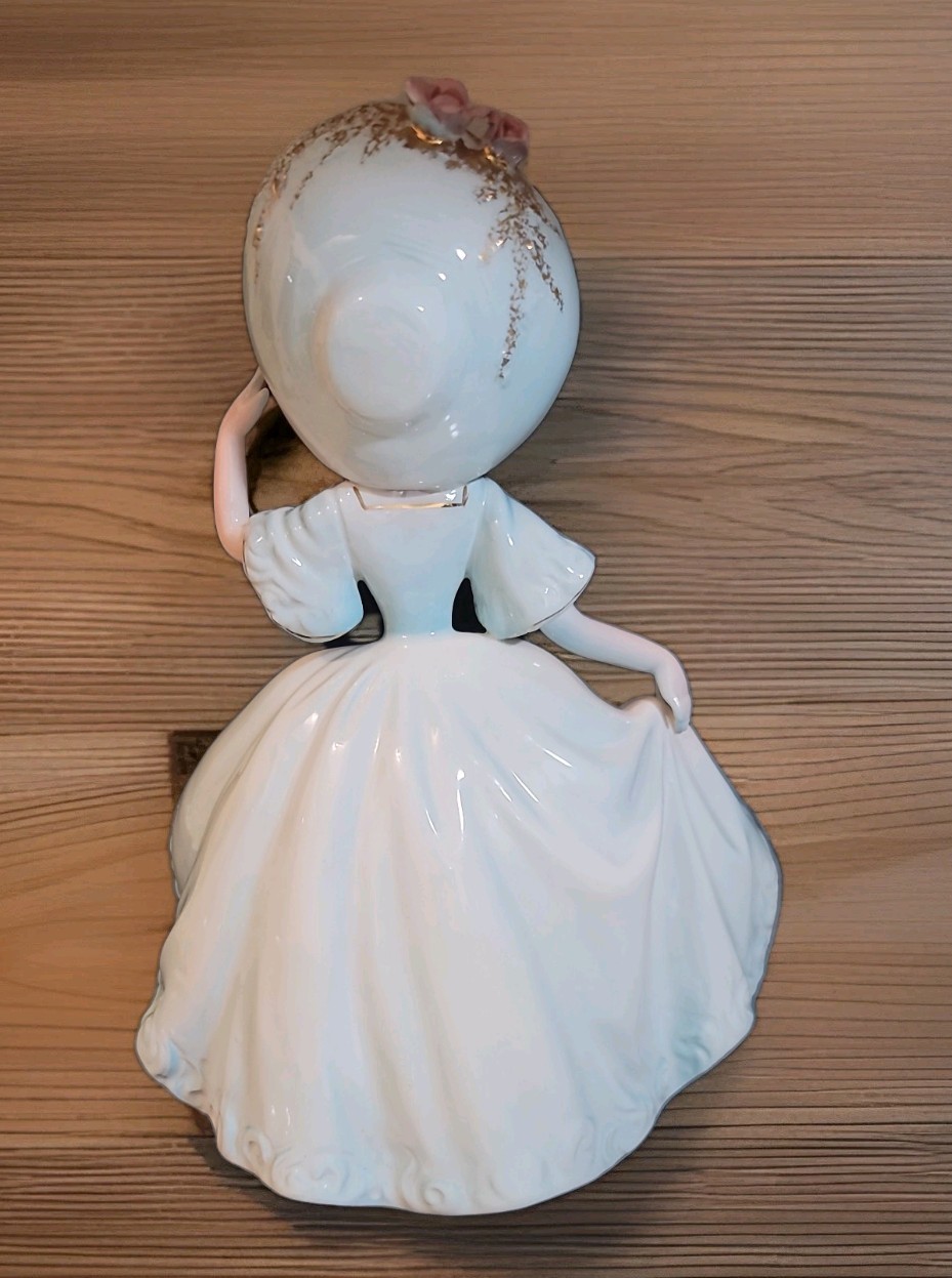 8.5in Vintage Southern Belle Josef Original Rendezvous Aqua Blue Raised Roses.