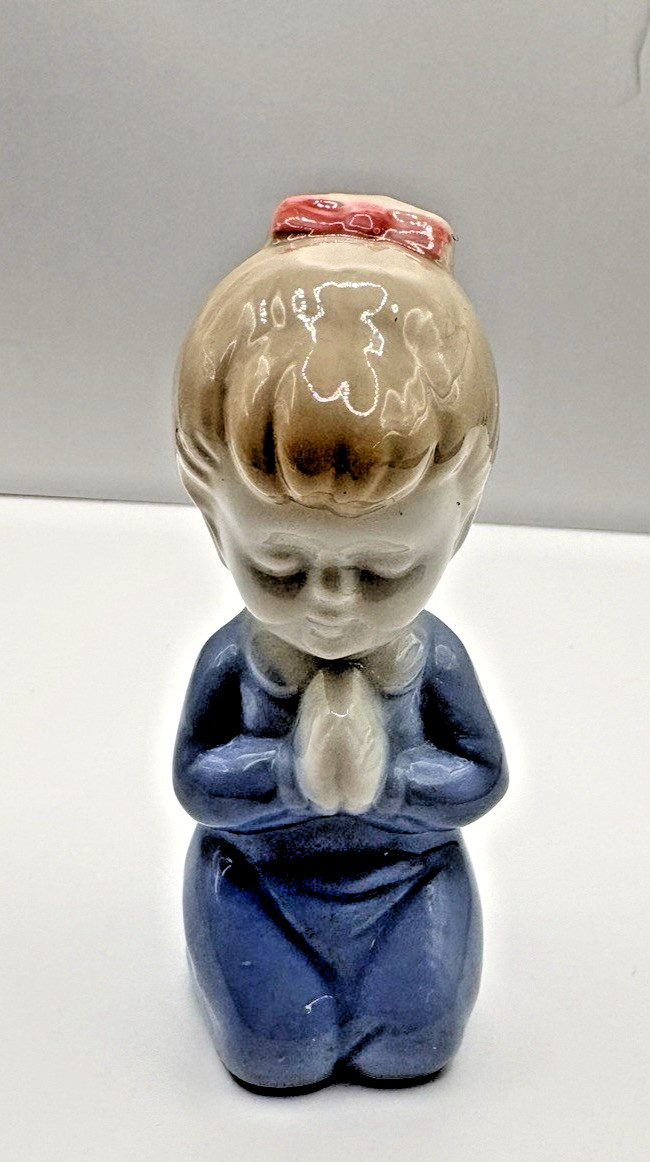 Vintage Porcelain Kneeling Praying Girl Angel Blue Made In Japan New Condition