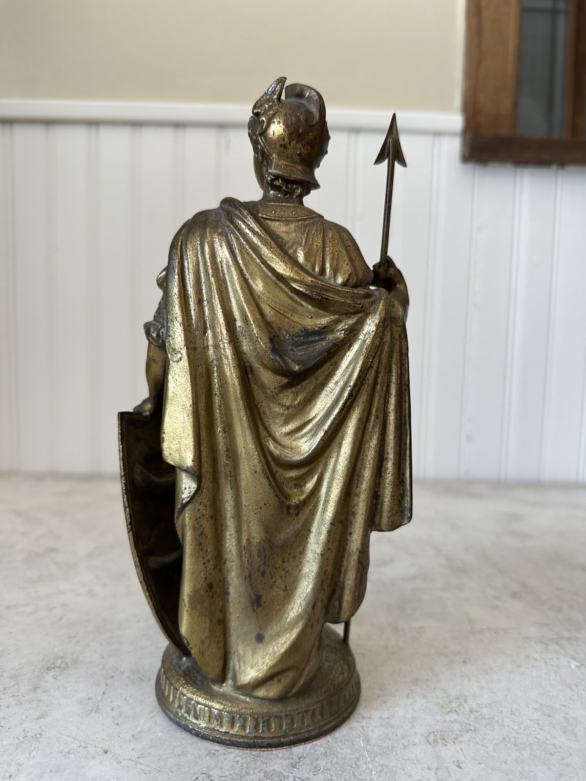 Antique Medieval Warrior Statues Set 9.5” Bronzed Spelter Knights Medusa Shield