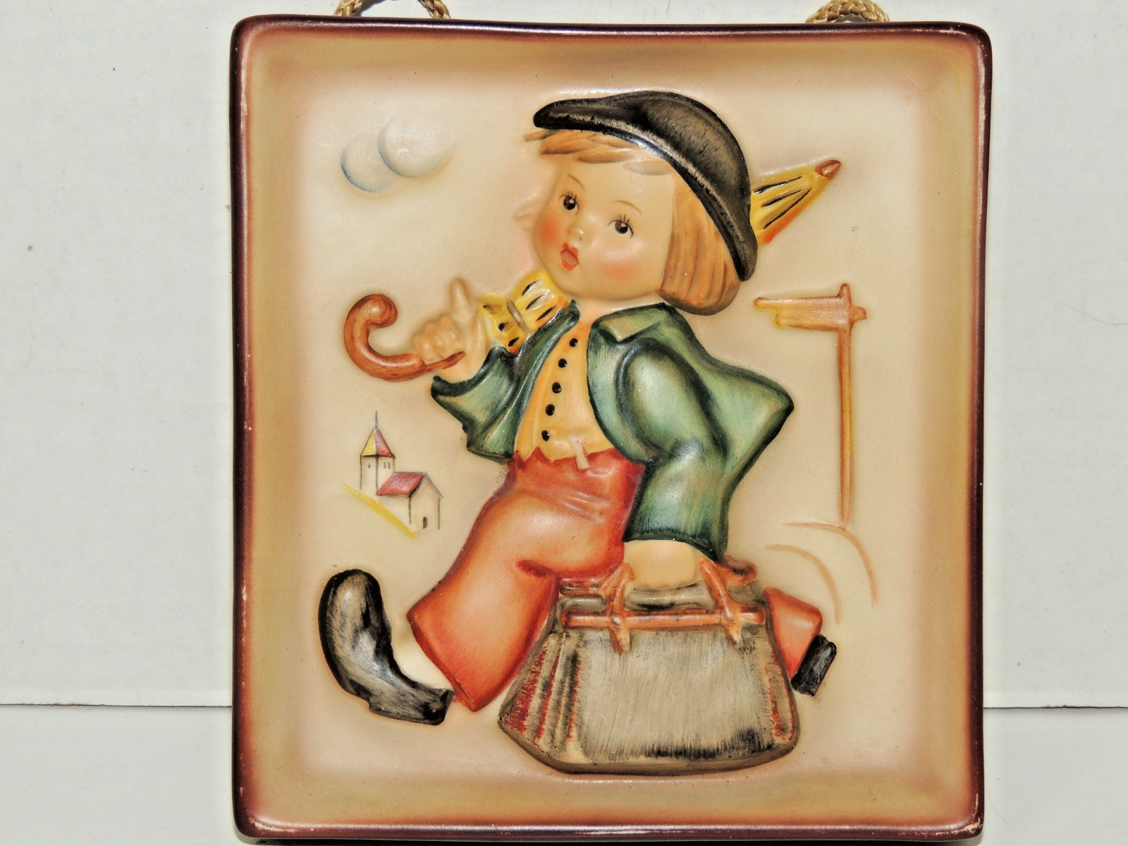 Vintage 1938 Hummel Hanging Wall Hanging Plaque #92 “Merry Wanderer ” Goebel