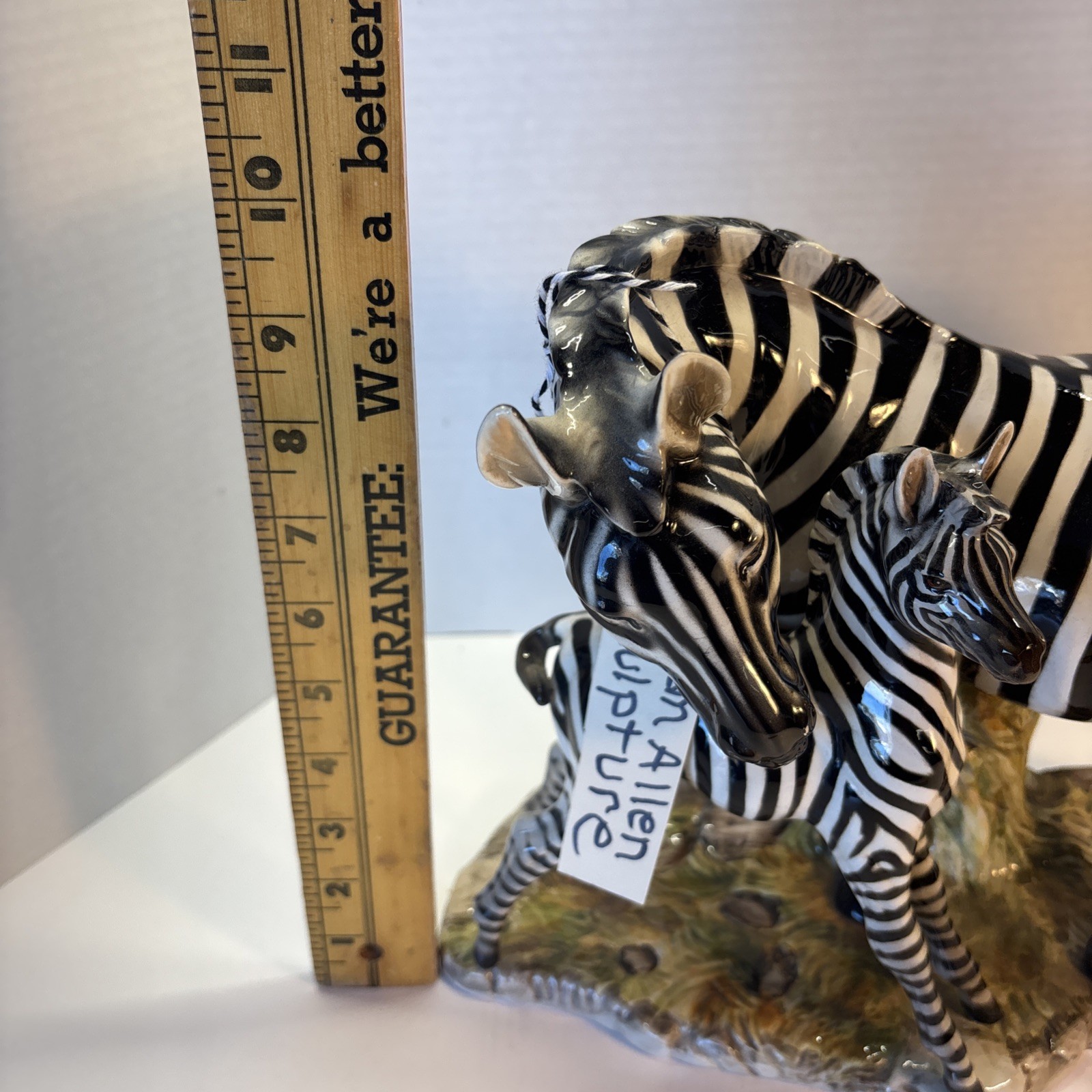Ethan Allen Vintage Sculpture Zebra & Foal Porcelain Terra Cotta Figurine MCM