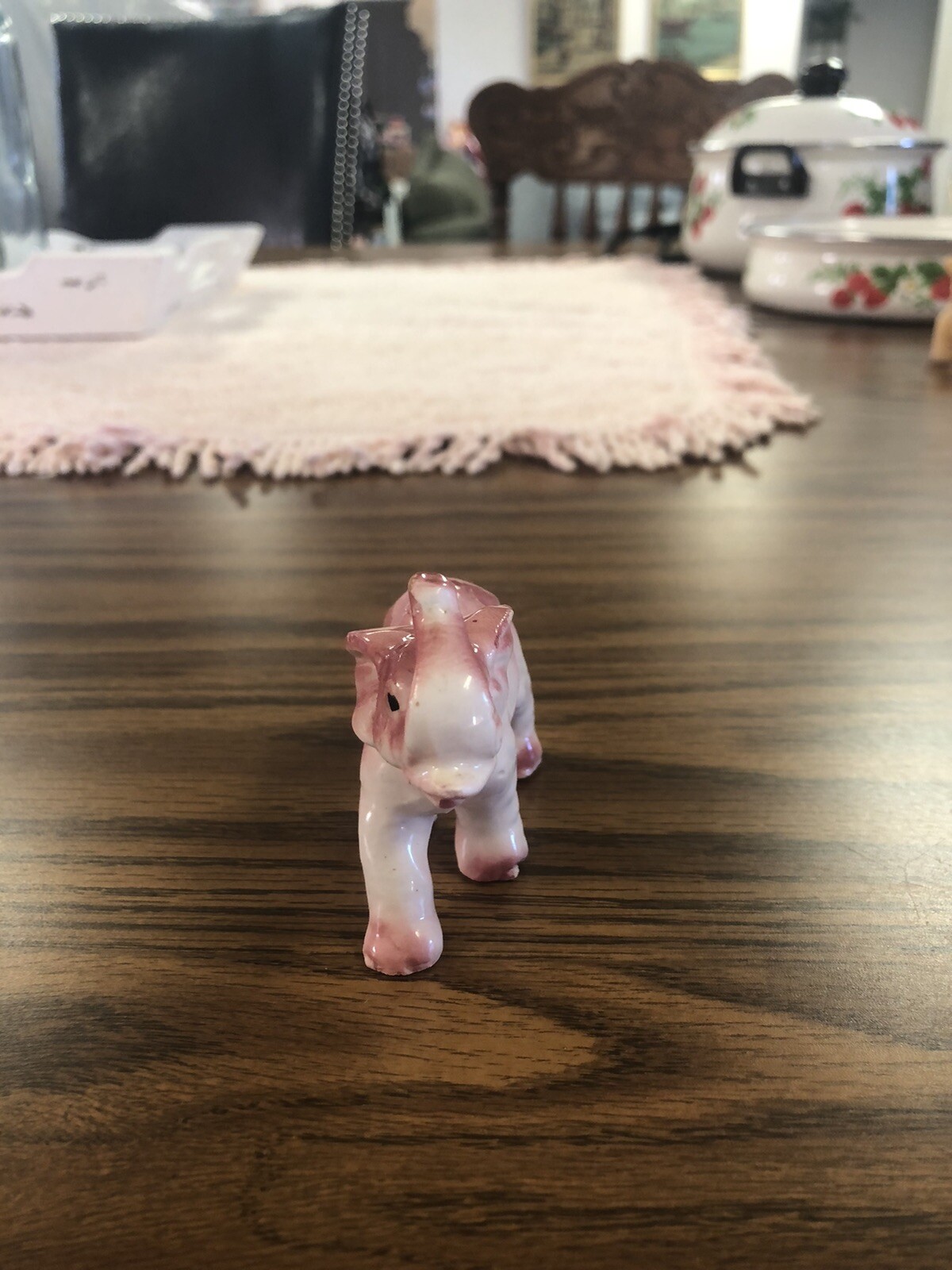 Vintage Elephant Pink Glazed Ceramic Anthropomorphic Traditional Japanese 3.5”