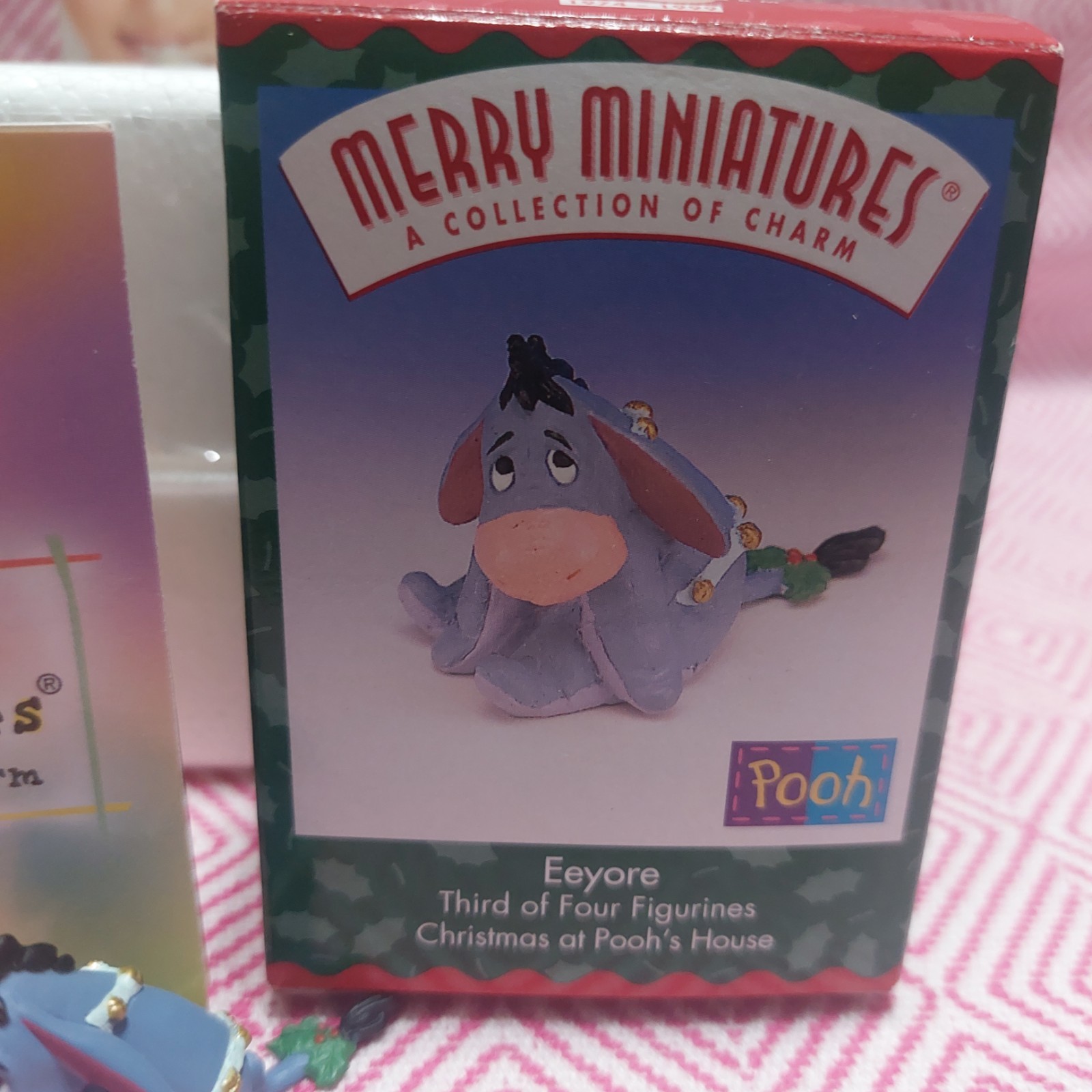 1999 Hallmark Merry Miniatures Eeyore ornament titled “Christmas at Pooh’s House