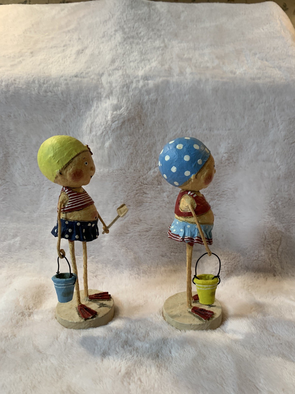 Lori Mitchell Bathing Beauty Collectible Folk Art Doll 6″ Blue Red