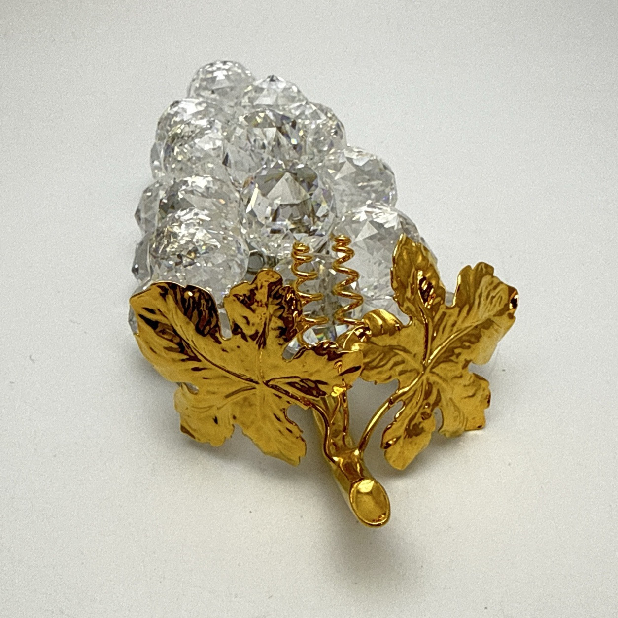 Swarovski Grapes-23 Gold Leaves Rhodium Stem In Box