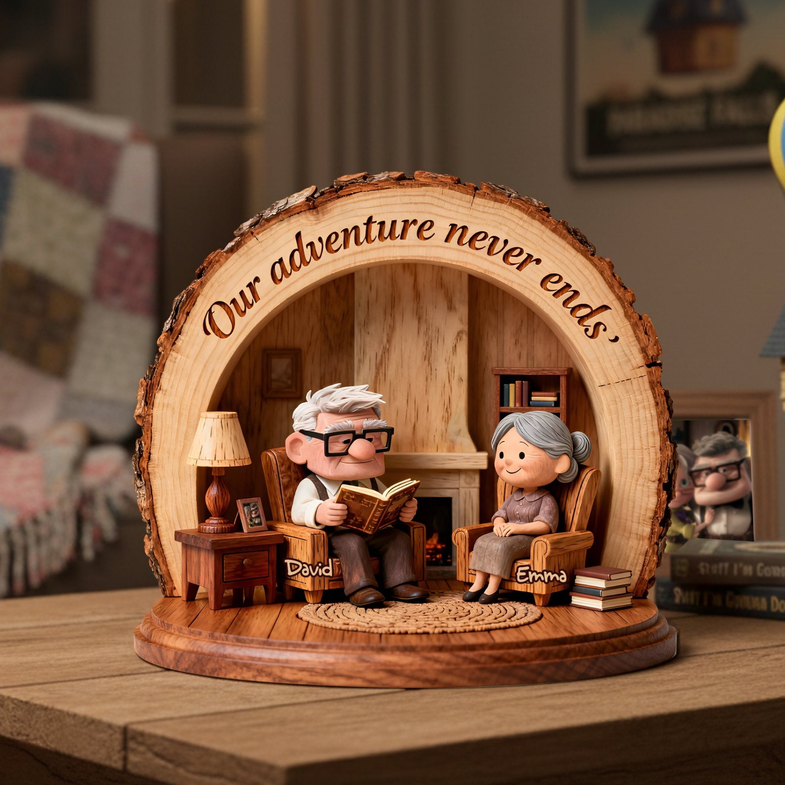 Personalized Carl Ellie Up Couple Family Acrylic Plaque Wooden Block Desk Decor