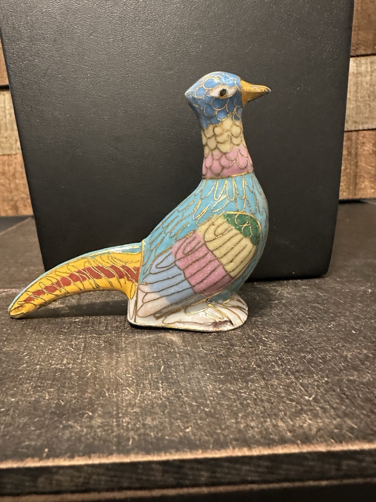 Multi Colored Cloisonné Bird Figurine Pheasant? Finial? READ DESCRIPTION