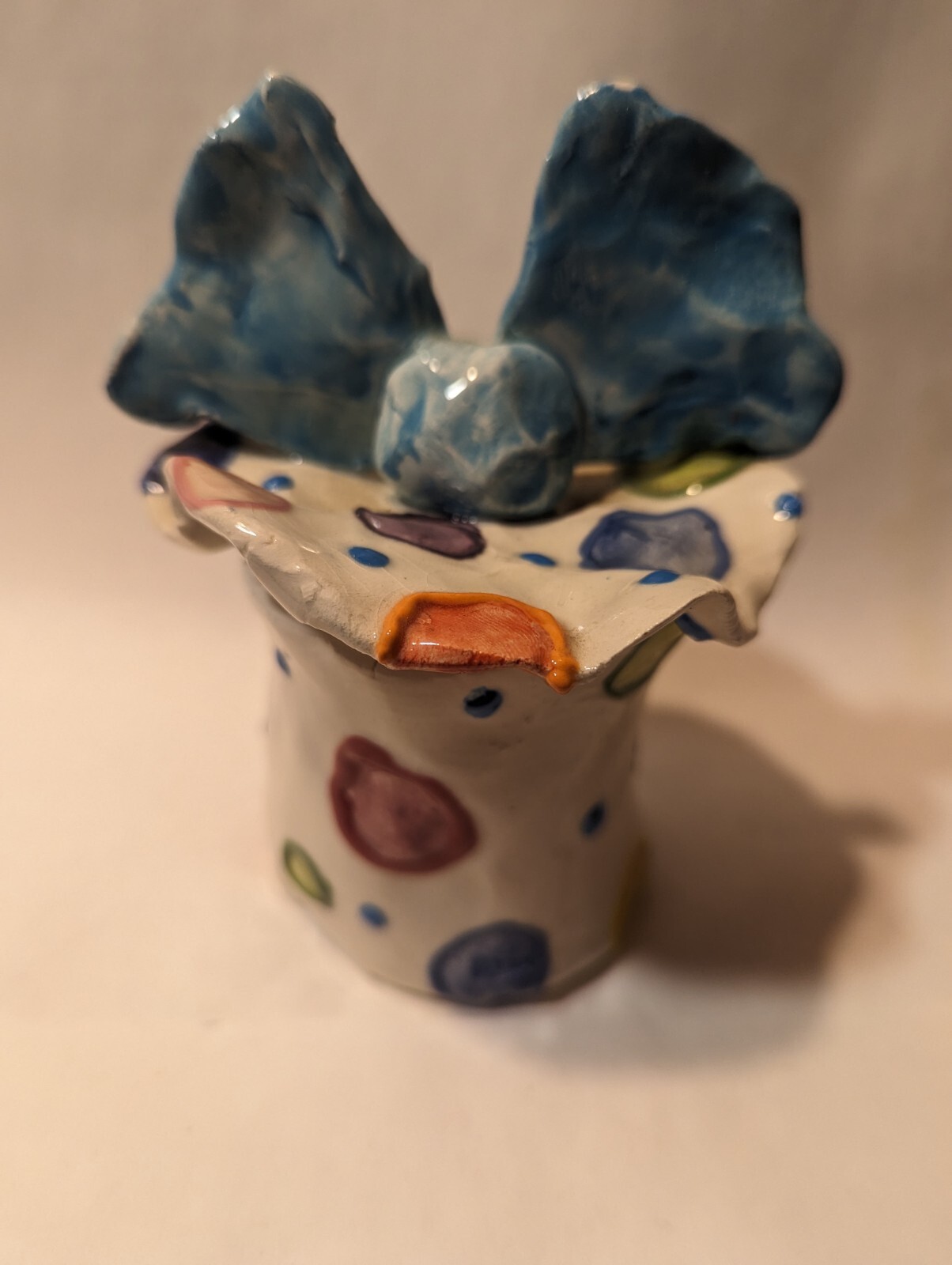 Big Turquoise Jar Covered Jar Vintage WhimsiClay Uniq! By Amy Lacombe + a Gift !