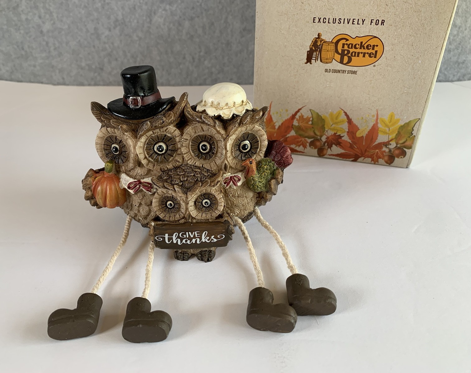 Harvest Owls Pilgrim Family Shelf Sitter Cracker Barrel fall decor THANKSGIVING