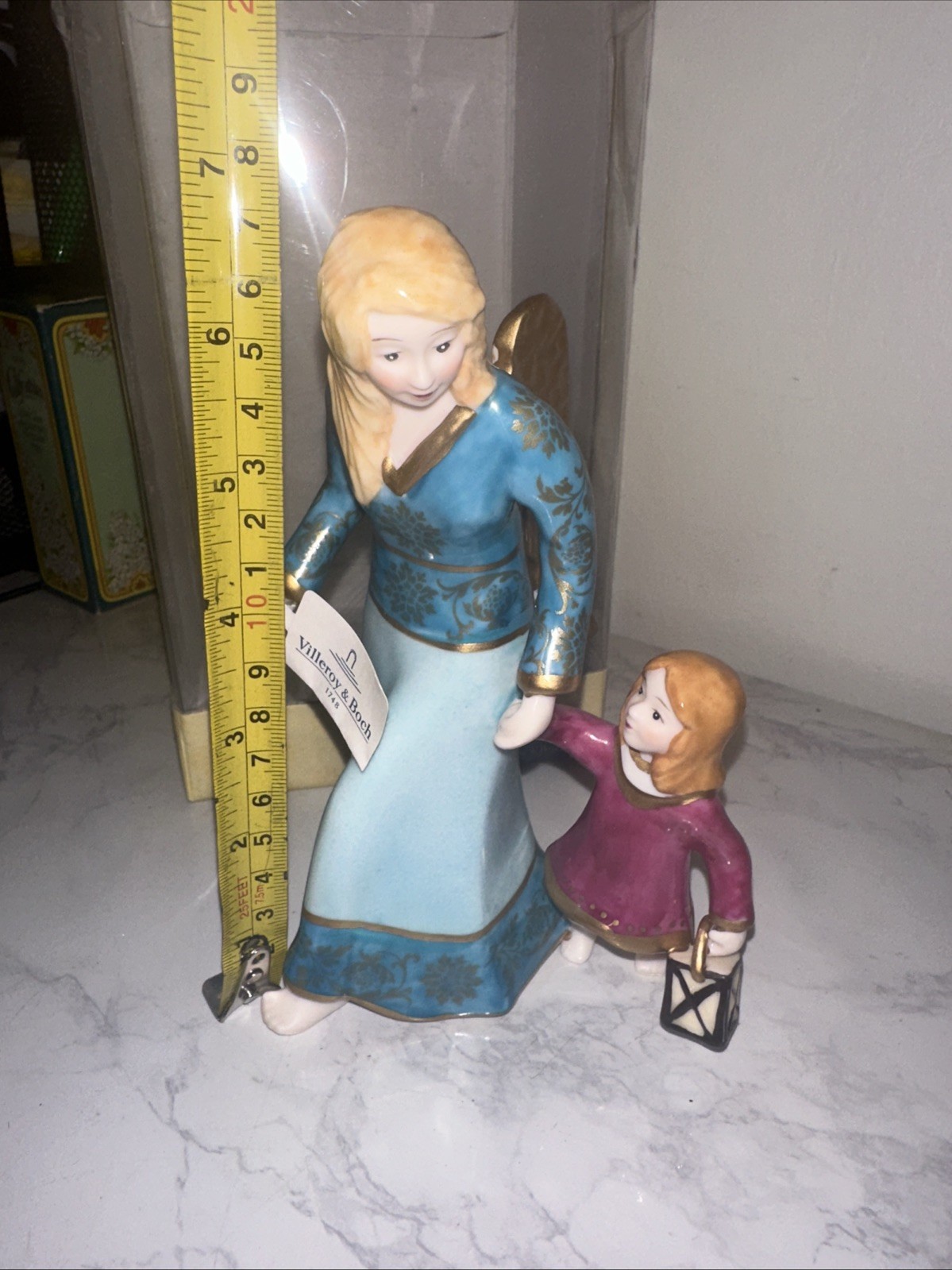 NWT Villeroy and Boch Angeli DiNatale Figure Angel W/ Child In Box