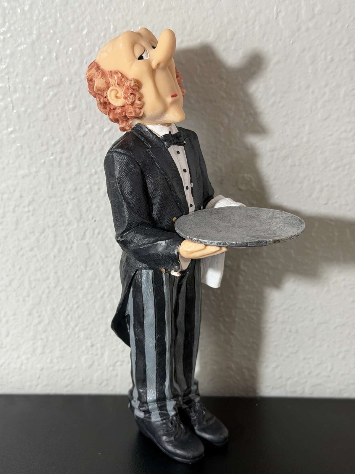 Vtg Hand Painted Resin Butler Figurine Black Tuxedo Modern Decorative Sculpture