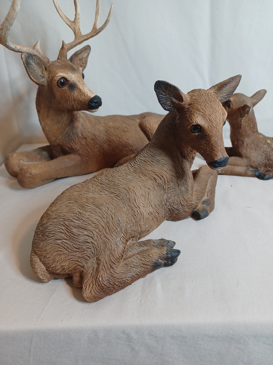 Vintage Homco Deer Family 1984 Buck Doe Fawn Resin Farmhouse Man Cave Cabin USA