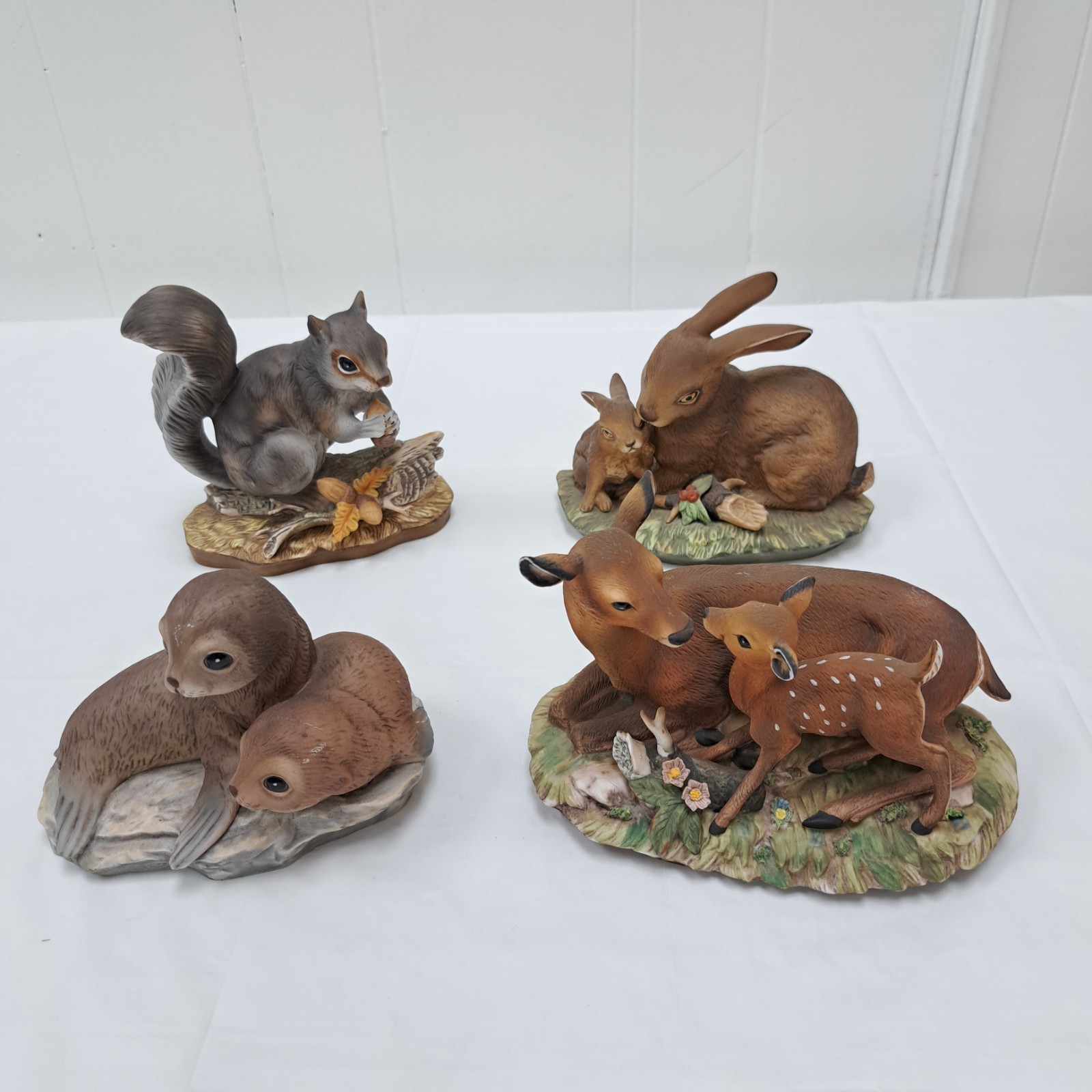 Vintage Masterpiece Porcelain By Homco Set Of Figures Seals Squirell Deer Bunny