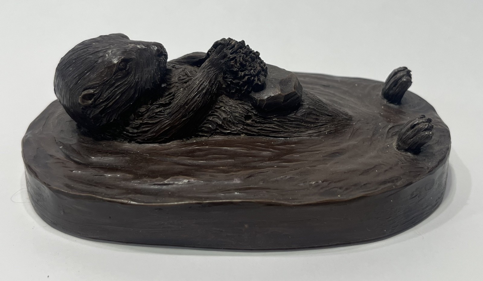 Swimming Otter Cold Cast Bronze 5″ Figurine By Rob Donaldson Made in England