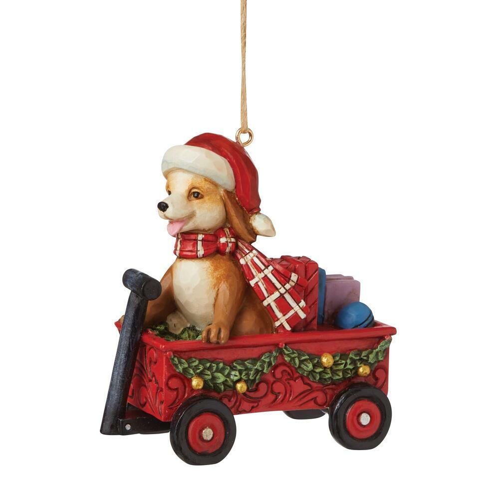 Jim Shore Country Living Dog in Wagon Christmas Ornament 6009131