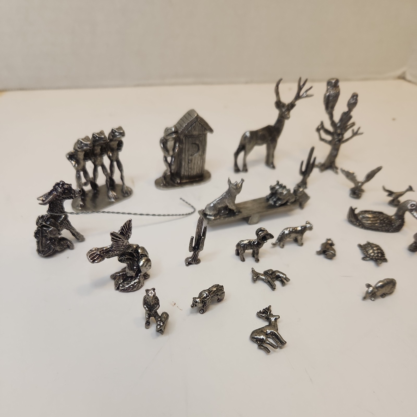 Lot of 22 Unique Miniature Metal Animal Theme Figures Statues. Pewter 1996