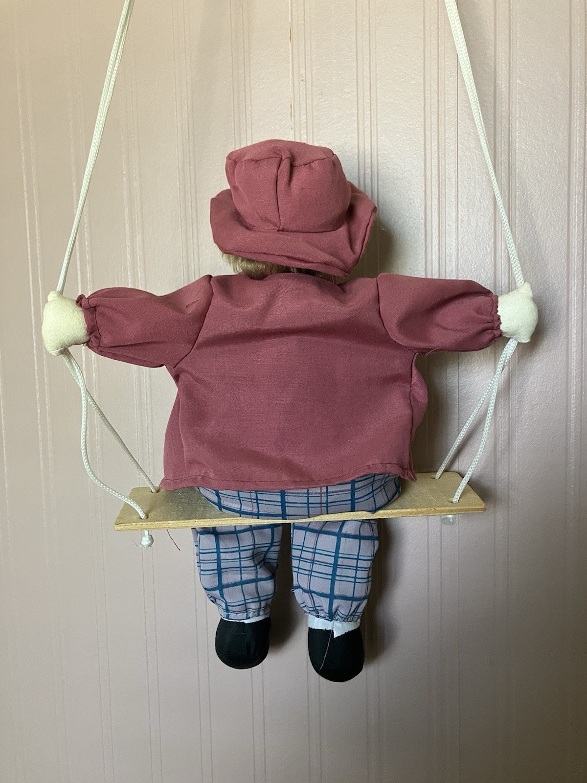 Vintage Marionette Porcelain Faced Clown On Swing