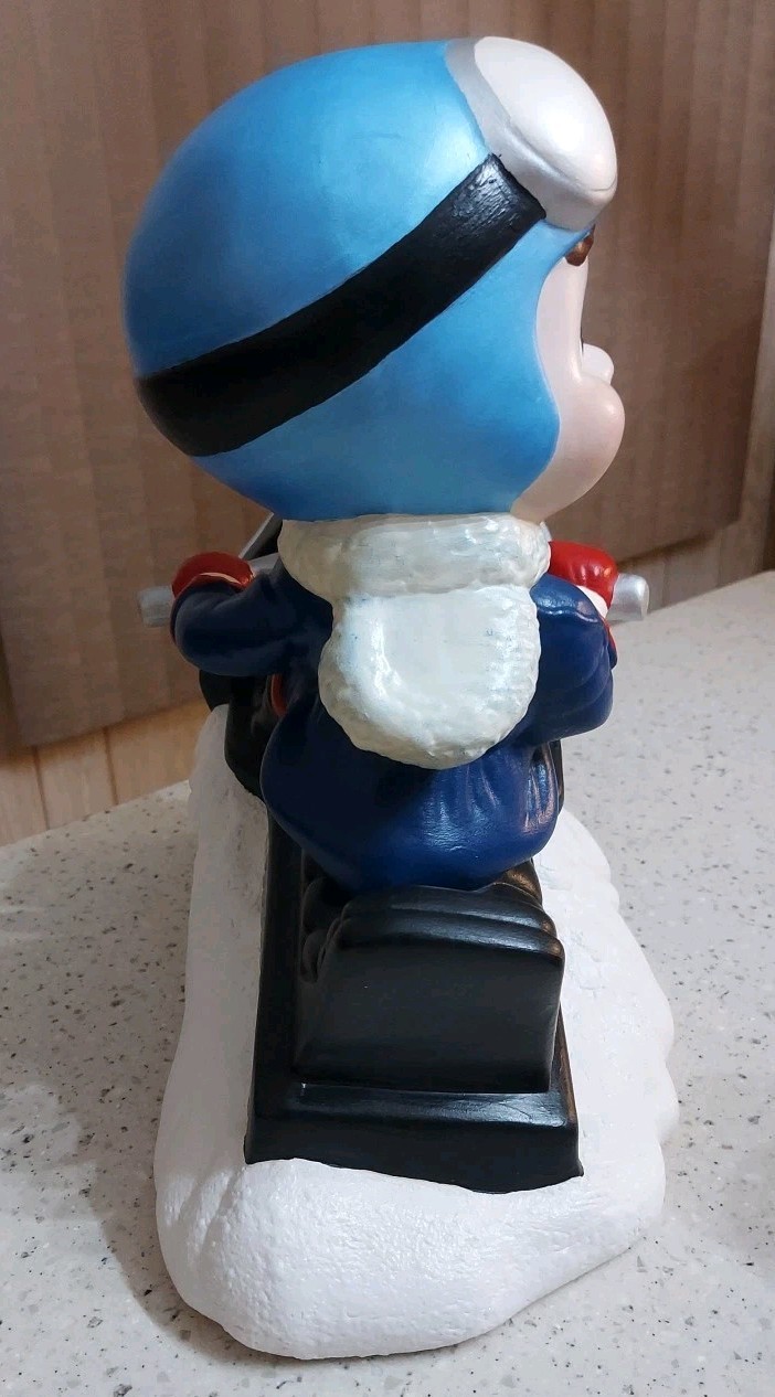 VINTAGE 1970’s SMILEY BOY Yamaha Black Snowmobile Ceramic Figure Atlantic Mold