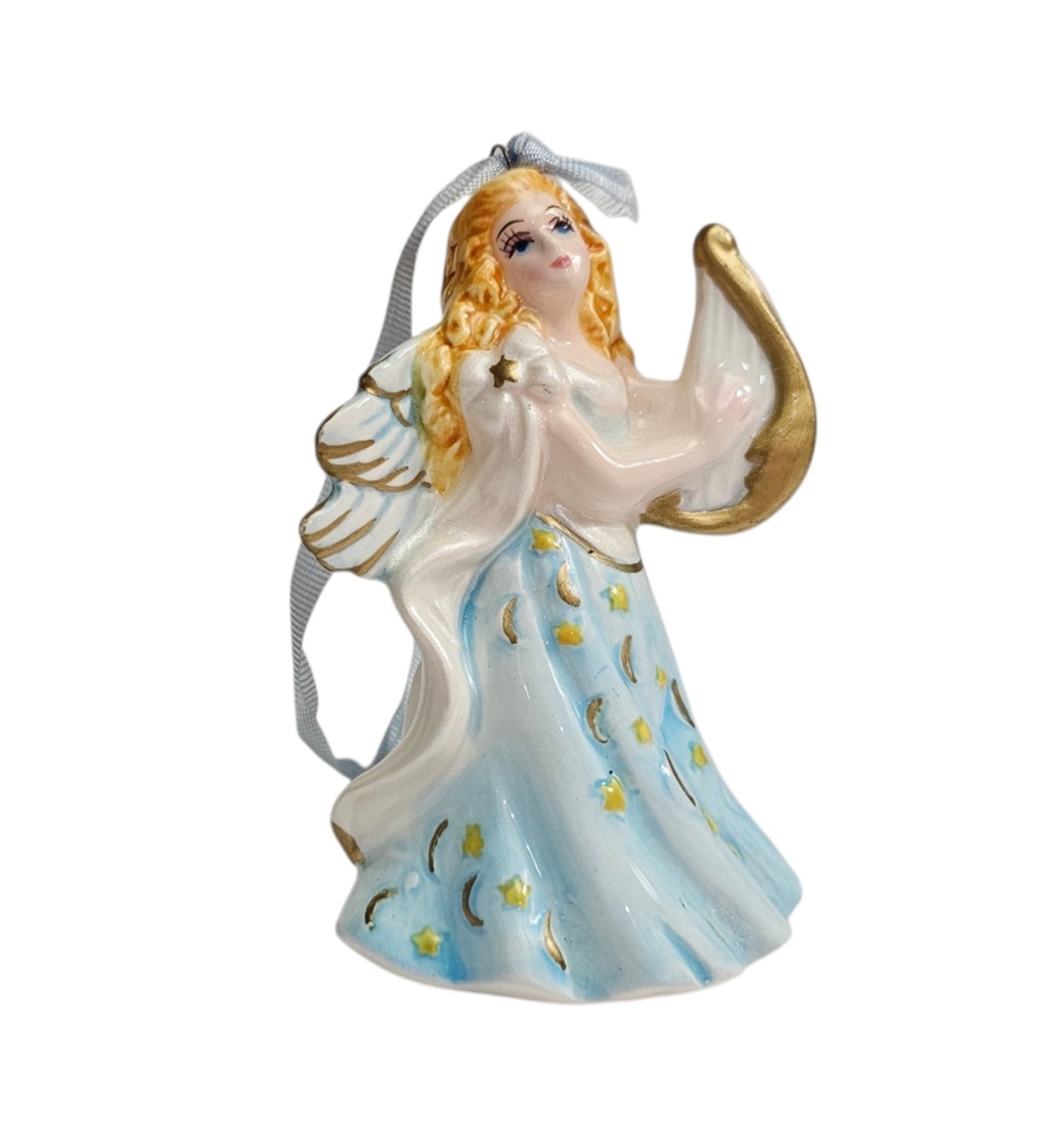 Schmid Angel Playing Harp Porcelain Figurine Y Yamada Ornament 1994 Sri Lanka