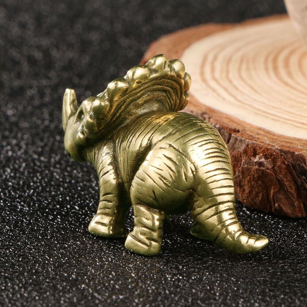 2PC Brass Dinosaur Statue Ornament Home Desk Decoration Animal Statue Toy Crafts