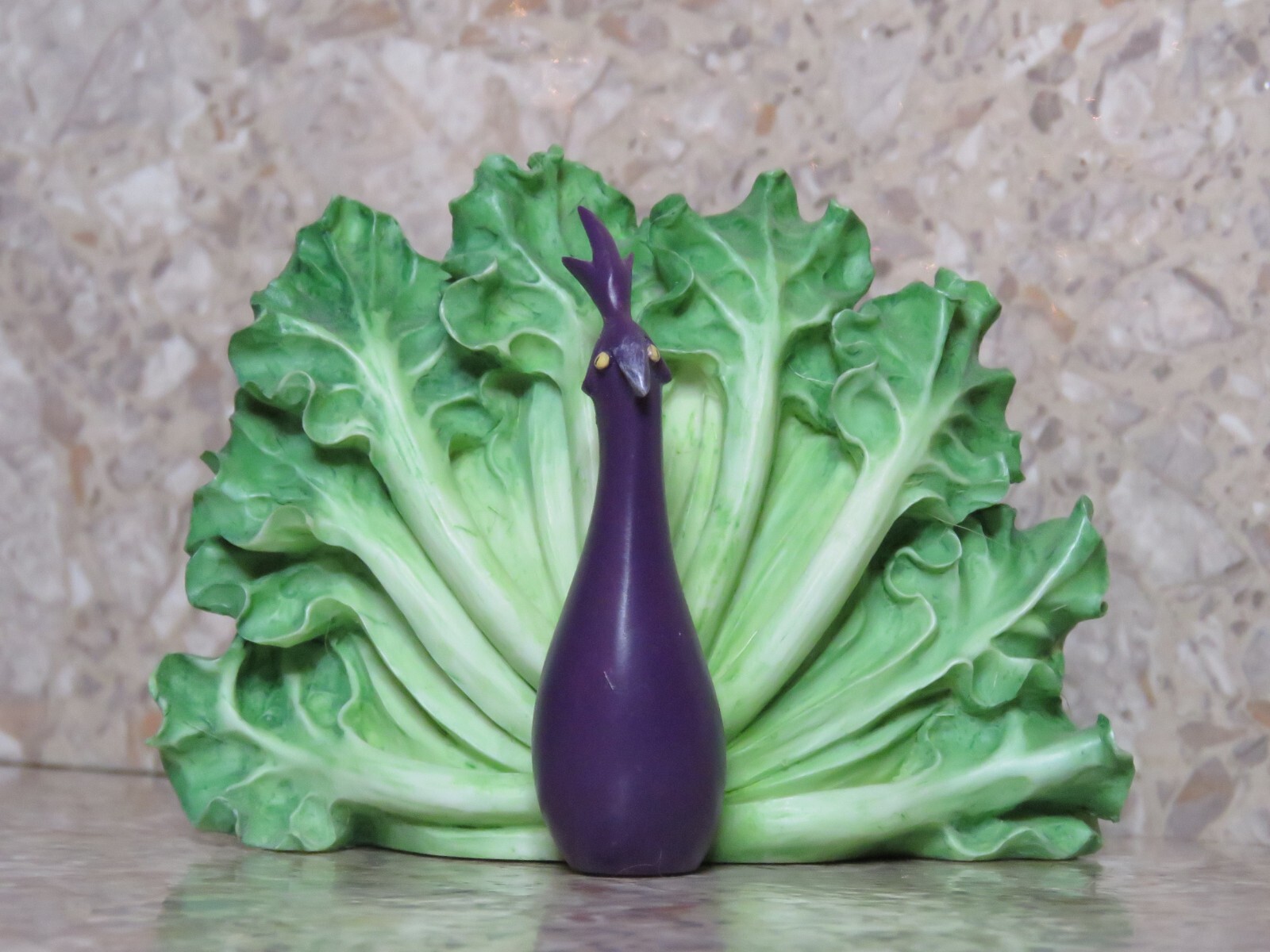 Enesco Home Grown Eggplant Chinese Cabbage Peacock 2008 Figure Anthropomorphic