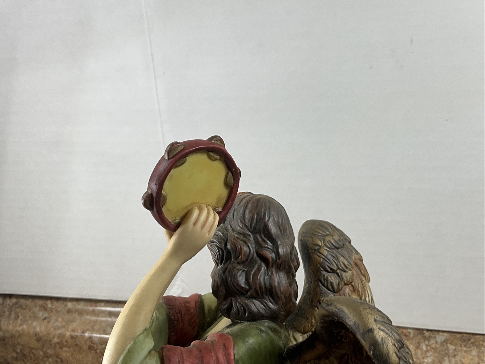 O’Well Hand Painted Fine Porcelain Tambourine Angel Figurine 11.50″H x 4.50″W
