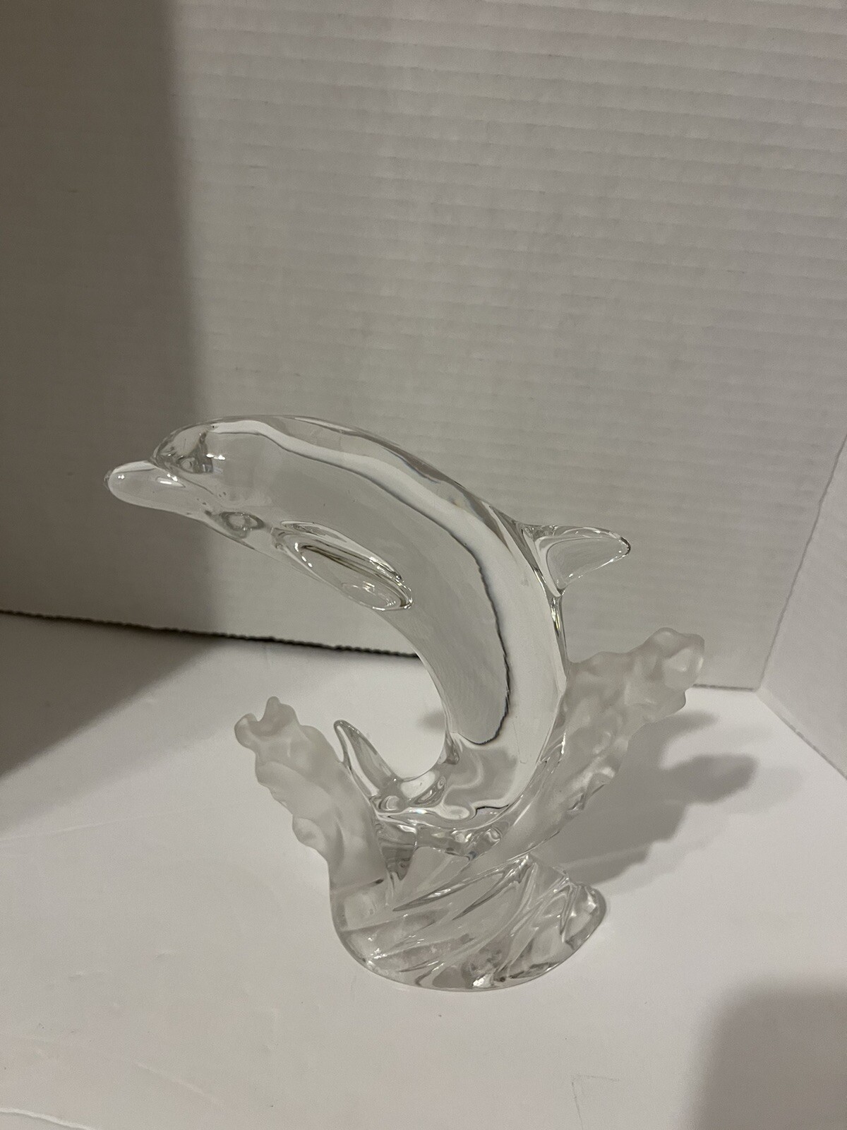 Lenox Fine Crystal Dolphin Figurine Clear Frosted Accents 7 inches