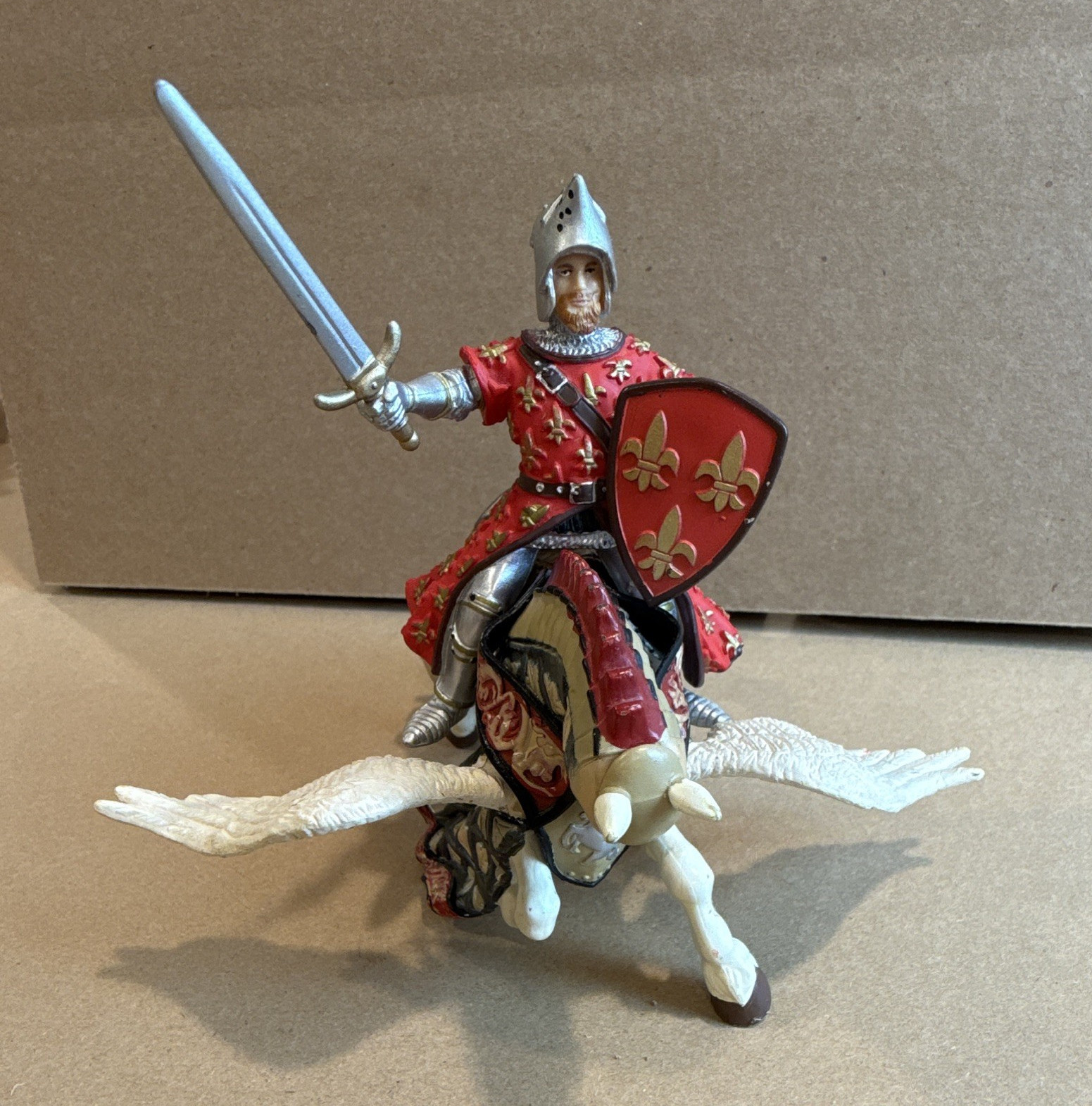 Papo 2007 Hand Painted Medieval Knight on Pegasus Figurine Papo Fantasy
