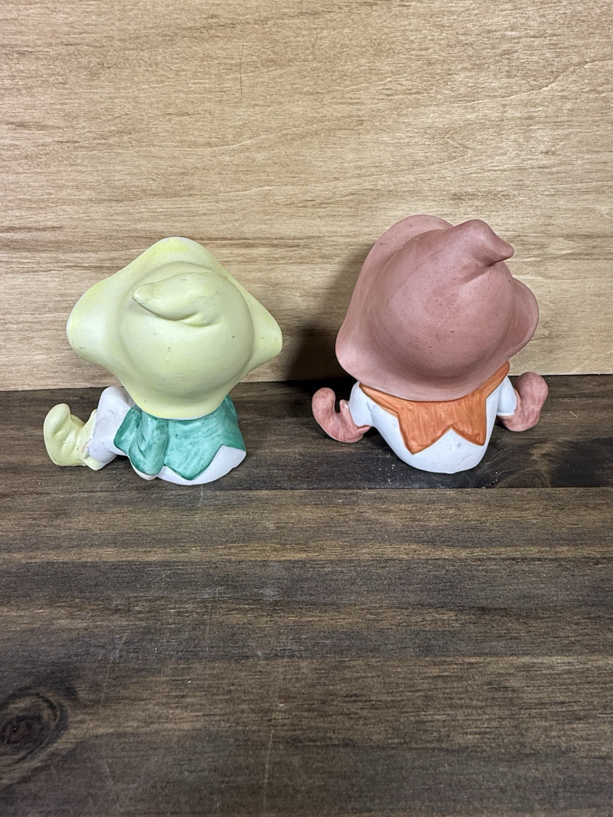 HOMCO Elf Pixie Figurines Set of 2 Vintage Sitting Girl Elves Pair Cottagecore