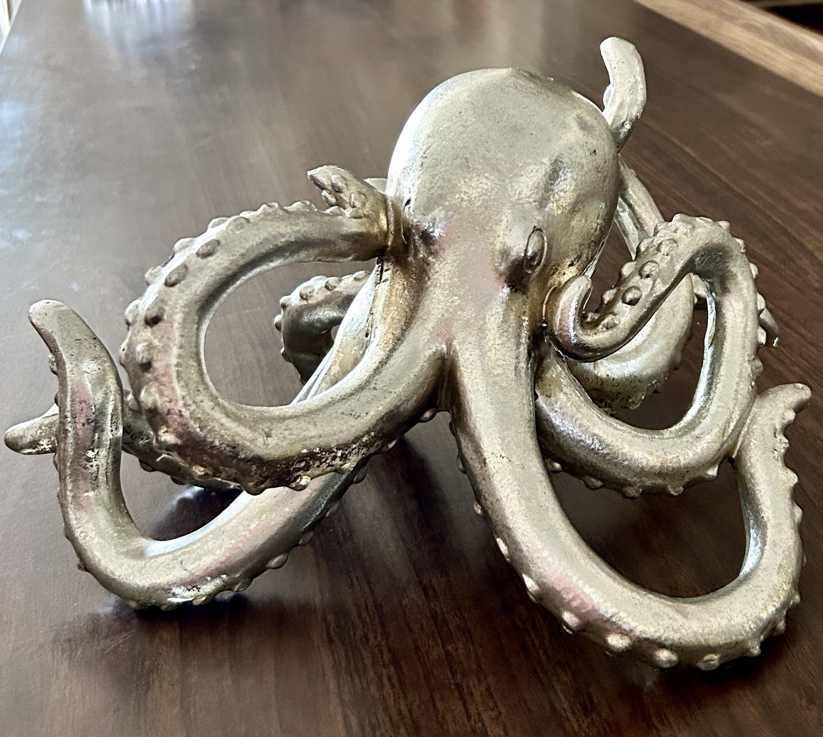 Elegant Silver Octopus Figurine 11 1/2” Long ‘The Intellectual of The Sea’ EUC