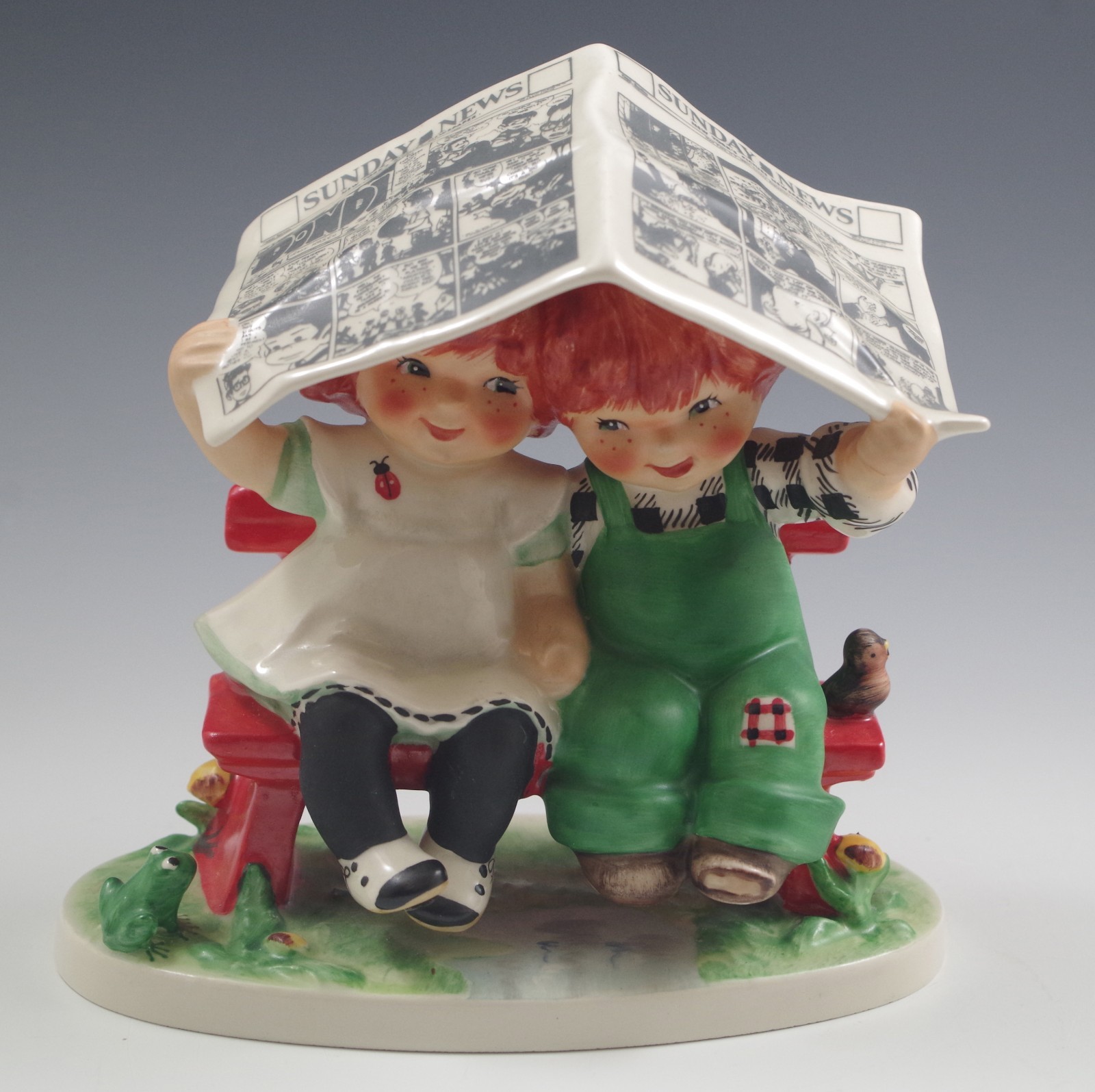 GOEBEL W.GERMANY RED HEADS LET IT RAIN FIGURINE CHARLOT BYJ -1964-1972