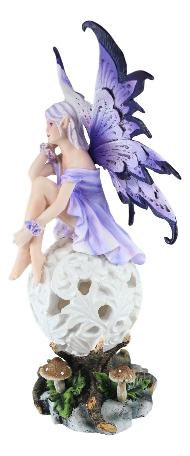 Ebros Goddess Amethyst Fairy Sitting On Filigree Orb Figurine LED Night Light