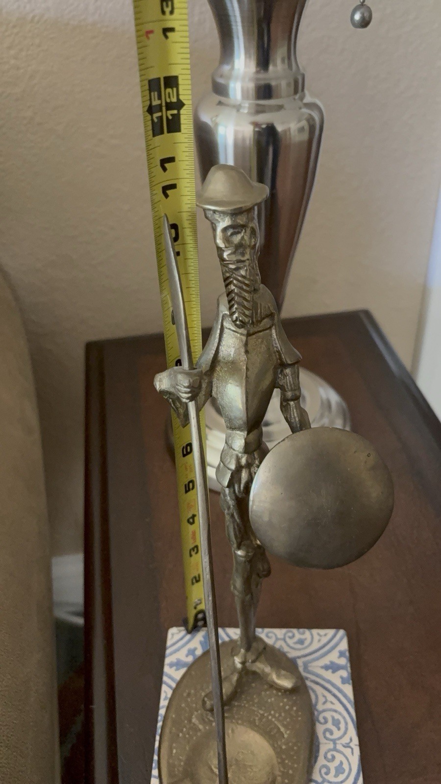 Don Quixote Vintage Bronze/Brass Sculpture Statue 11 Inches Tall Made In Peru