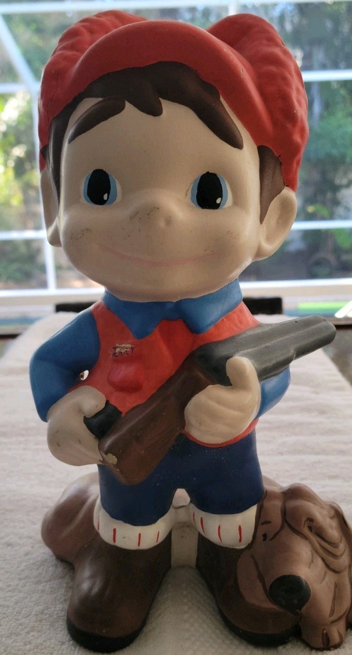 Vintage 1979 Atlantic Mold-Boy and his dog. Hand painted ceramic piece. 10 inch.
