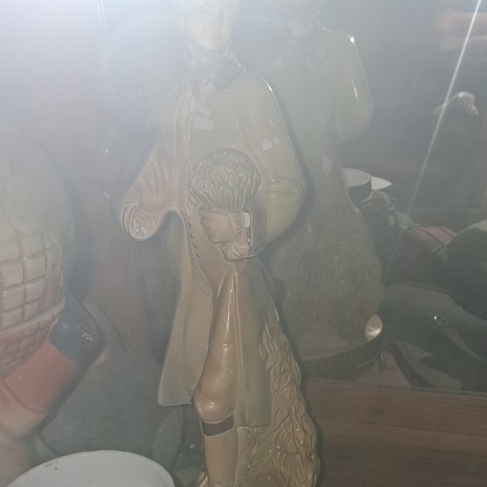 Ceramic Painted Figurine Man Holding Hat and Wheat People Theme Home Decor