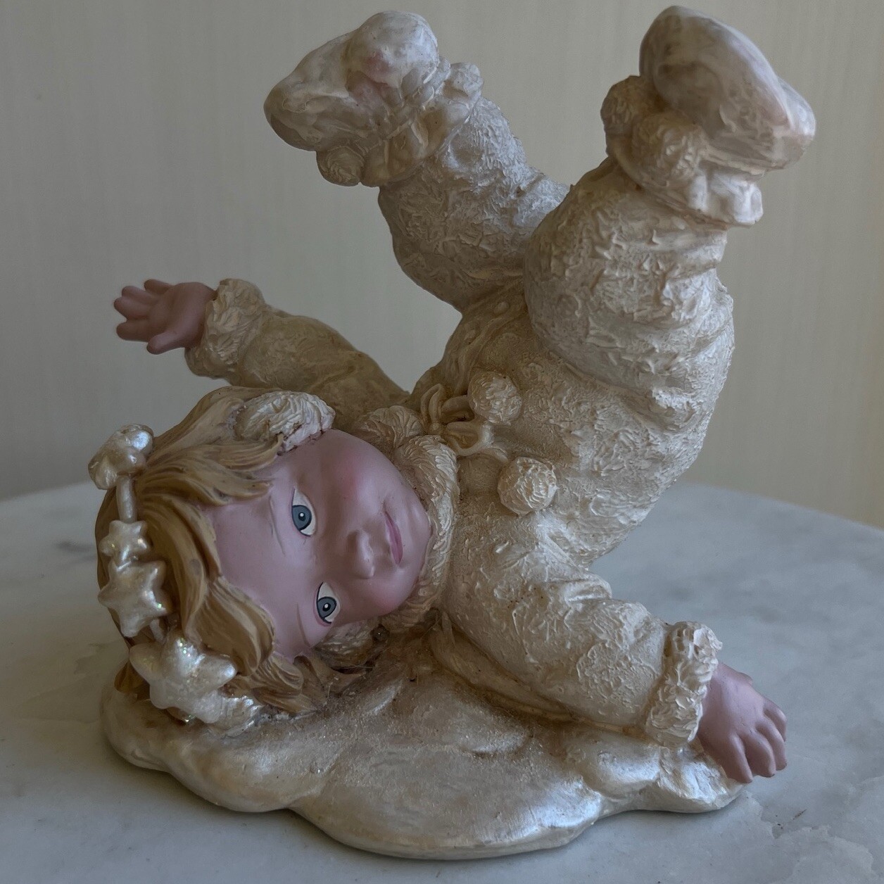 Vintage Collectibles For Me Snow Angel Ceramic Cherub Tumbling Baby 1994