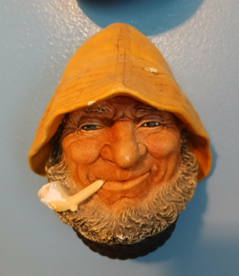 Vintage English Chalkware Bossons Head Fisherman Nautical