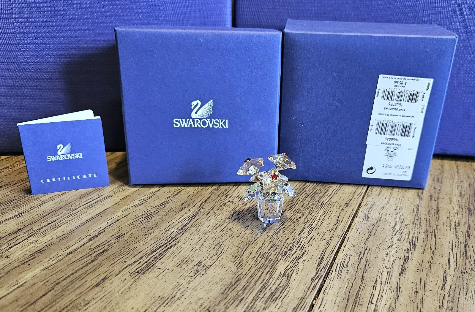 🌟 Swarovski Crystal 2009 L.E., Small, Star Blossom Flowers in Pot Figurine, NIB