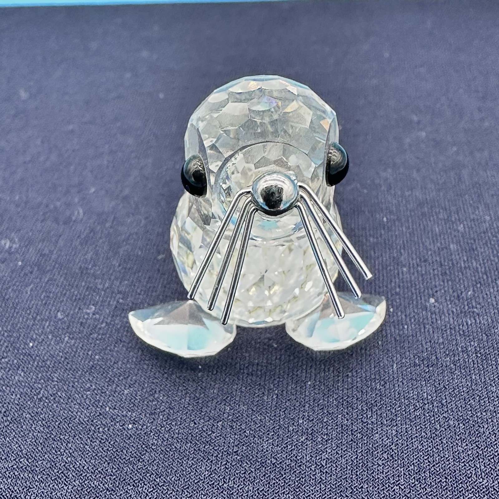 Swarovski Crystal Baby Seal Figurine Clear Faceted Glass Animal Black Eyes 7663
