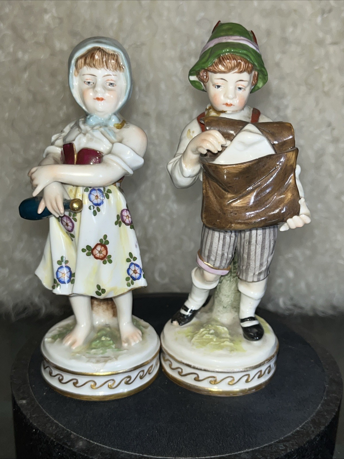 Antique Ackerman & Fritz Volkstedt Germany Man & Woman Figurines, The Seductress