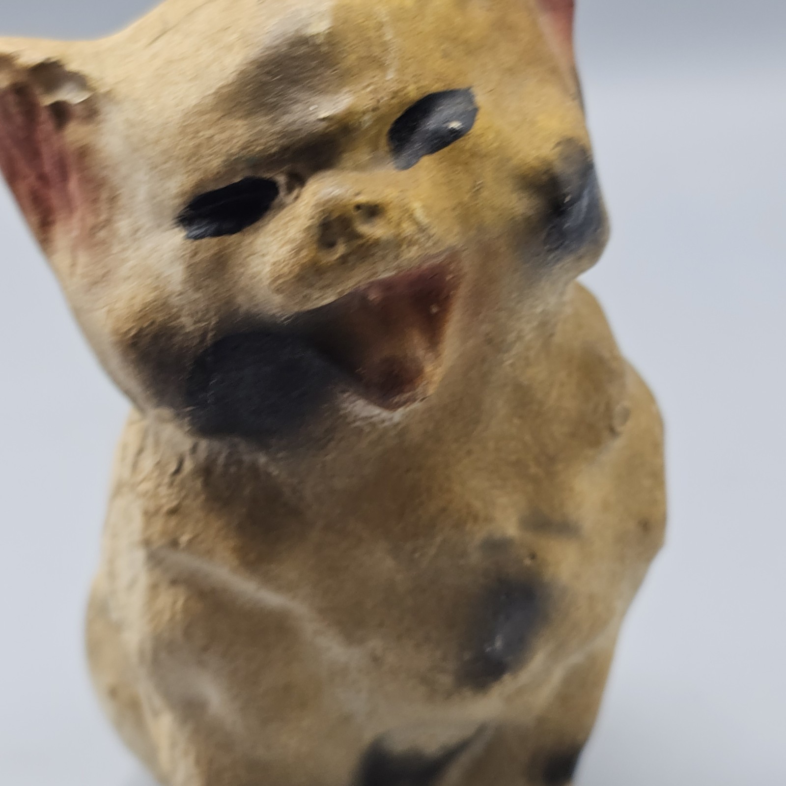 Vintage Chalkware Carnival Prize? Cat Halloween Angry Rustic Calico 6″ Folkart