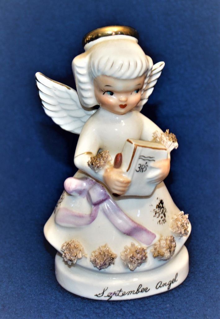 Vintage 50s NAPCO Japan Porcelain SEPTEMBER BIRTHDAY ANGEL 4 3/4″ Figurine #1294