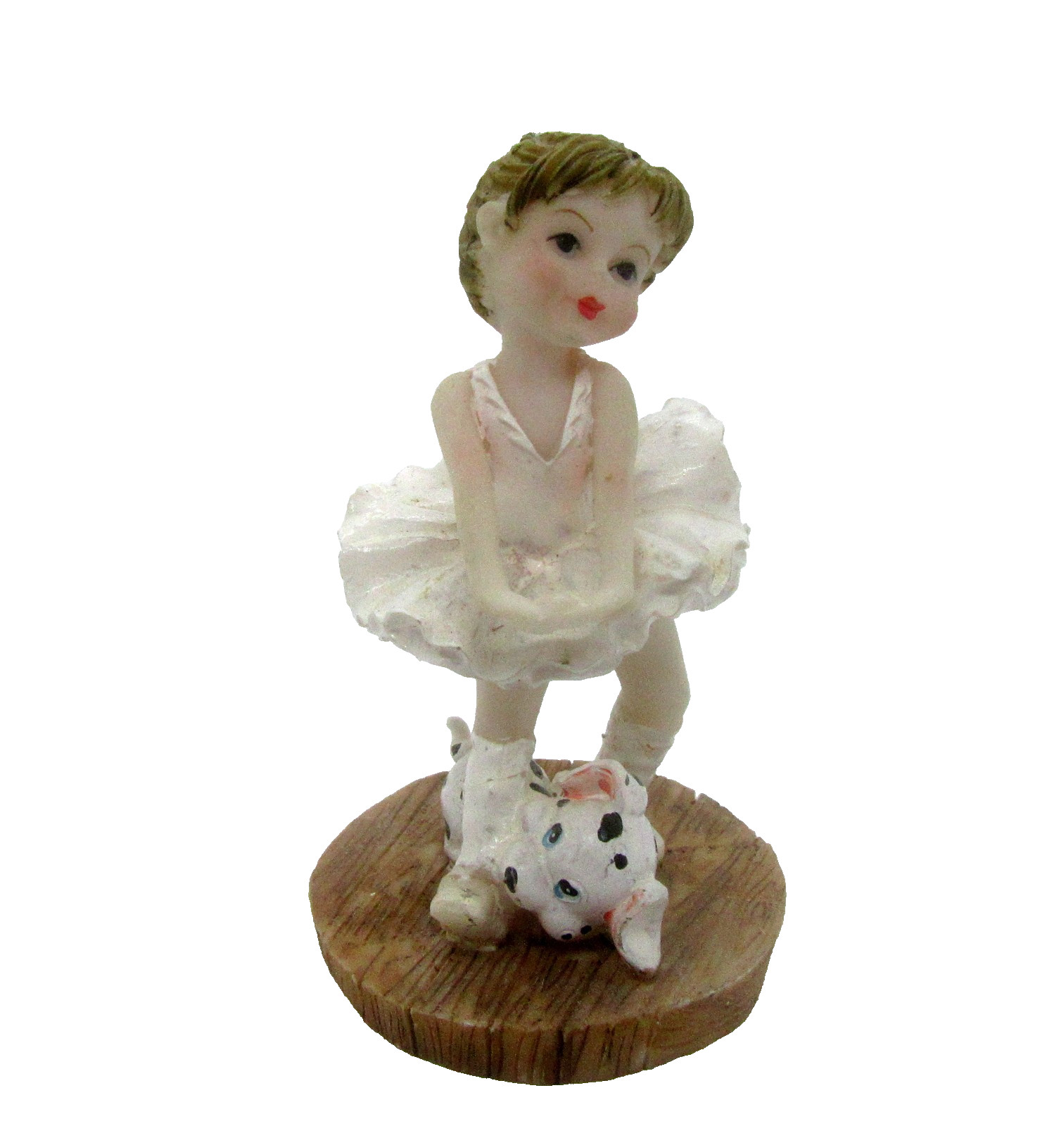 Shiah Yih Resin Ballerina Girl Figurine with Spotted Dog 4″ Tall
